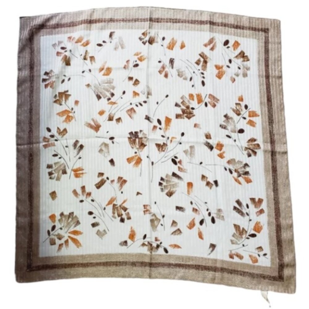 St. Michael tan/cream abstract print square scarf